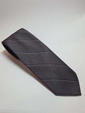 Yves Saint Laurent Mens Charcoal Gray Silk Blend Diagonal Stripe Tie W/ Logo